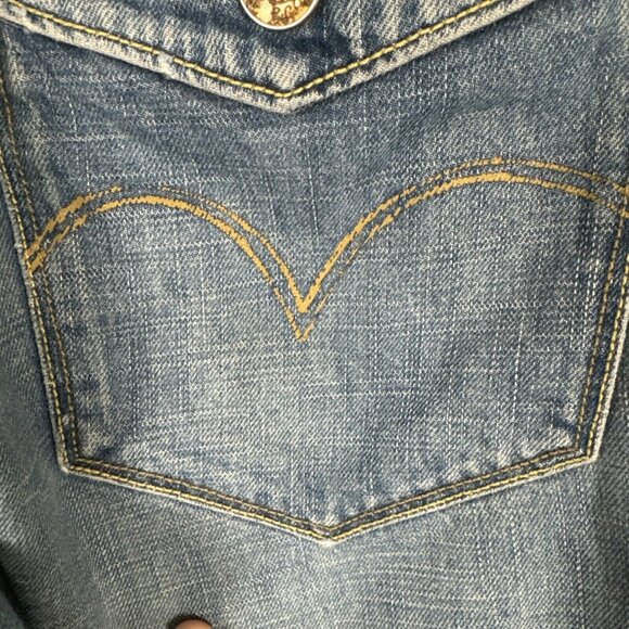 Vintage Levis Slim Straight Jeans Men 38x32 Y2k Flip Pocket Western Paint cowboy - Picture 10 of 16